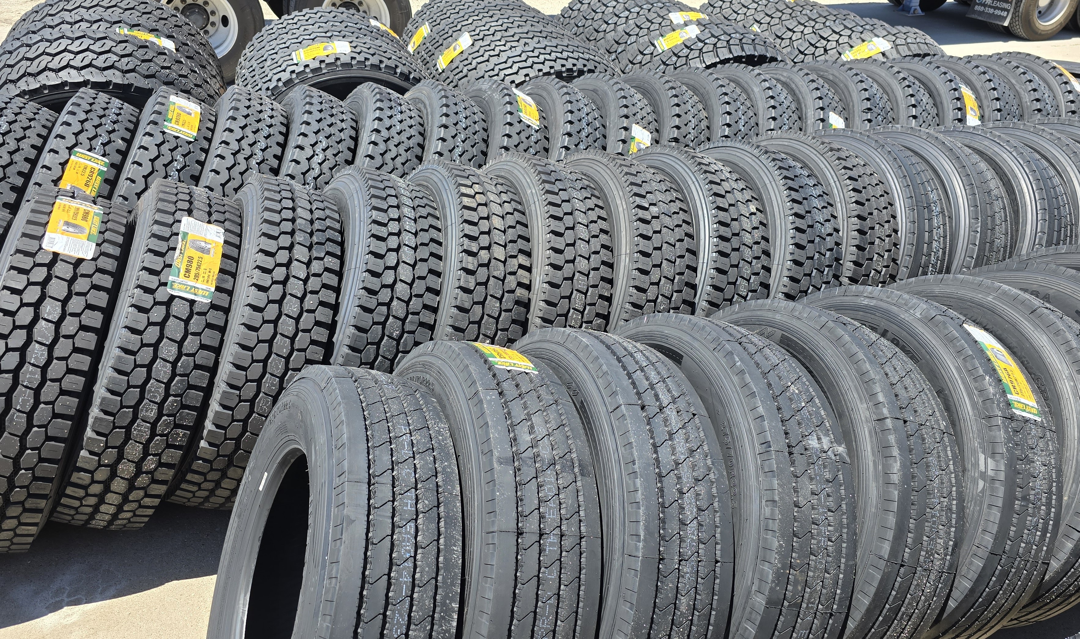 Commercial truck tires ready for installation